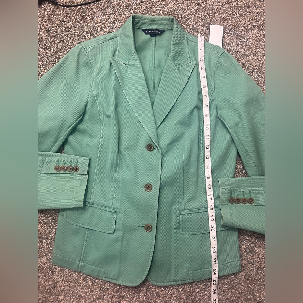 Lands’ End Fairycore Mint Green Cottagecore Denim Blazer Jacket - Picture 8 of 10